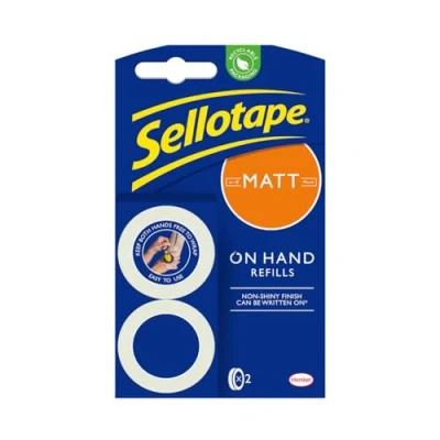 Imagen de Sellotape recambios de cinta adhesiva extra fuerte, mate invisible para artes y manualidades envoltura manos libres, reposicionable el dispensador manual, 18