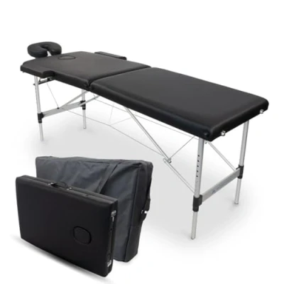 Imagen de Mobiclinic, Camilla de Masaje Plegable, CA 01 Light, Mesa Masaje, Reposacabezas, Aluminio y Polipiel, 2 cuerpos, Plegable Fisioterapia, Altura Regulable, 186x60 cm, Portátil, Negra