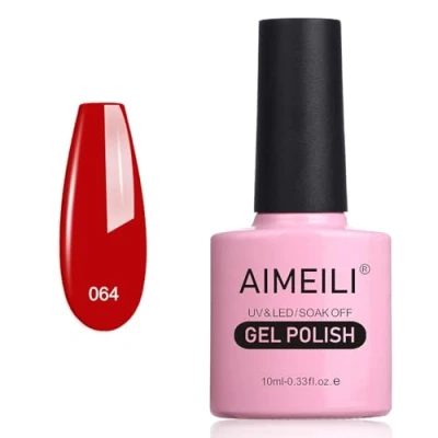 Imagen de AIMEILI Esmaltes Semipermanentes para uñas en Gel UV LED, de Pintauñas Permanente Semipermanente Soak Off Rojo Pillar Box Red (064) 10ml