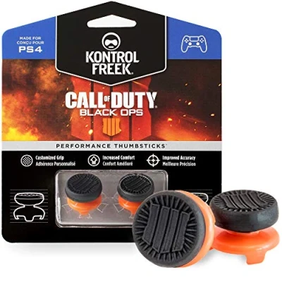 Imagen de KontrolFreek Call of Duty: Black Ops 4 para mando de PlayStation (PS4) y 5 (PS5) Performance Thumbsticks 2 Gran Altura Negro/Naranja