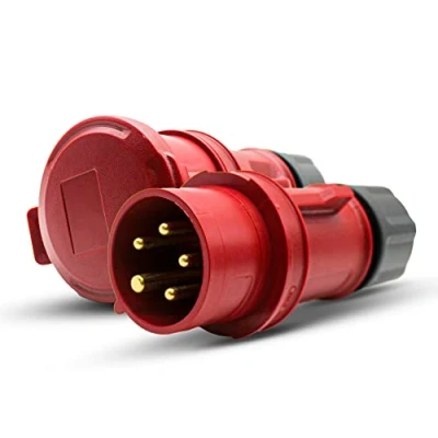 Imagen de DOJA Industrial PACK TOMA 380V Macho Y Hembra 32A 3P+N+T (5 polos) Enchufe + 5 Pines Trifasico Enchufes Industriales Adaptador Cetac