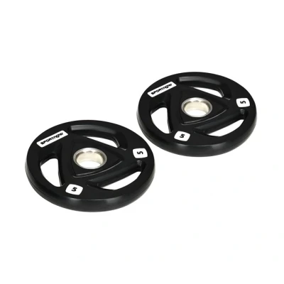 Imagen de SPORTNOW Juego de 2 Discos Pesas Ø24x3,5 cm Hierro Fundido 5 kg Placas Recubierta Goma con Orificio para Barra o Mancuernas Fitness en Gimnasio Casa Negro