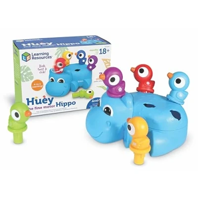Imagen de Learning Resources LER9108 El hipopótamo Huey para practicar las habilidades motoras finas, juguete niños pequeños desarrollar la motricidad fina, de 18 meses edad