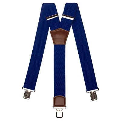 Imagen de Olata Tirantes de Hombre Extra Anchos Forma Y con Cuero Marrón 5 cm. Azul Real