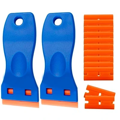 Imagen de Fousenuk Rasqueta Vitroceramica, 2 Piezas Rascador con 100 Cuchillas, Espatula Plastico, Espátulas Rasquetas para Raspar Pegatinas de Vidrio, Vinilo Pegatinas, Etiquetas, Adhesivo