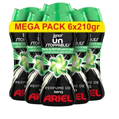 Imagen de Lenor UNstoppables Perlas de Perfume para la Ropa, 93 Lavados (6 x 210 g), Suavizante Ropa con Fragancia Ariel, Potenciador Frescor el Lavado
