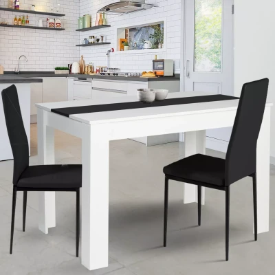 Imagen de IDMarket ROZY Mesa de comedor rectangular para 4 personas, 110 cm, color blanco y negro