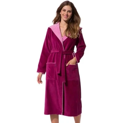 Imagen de Morgenstern Bata de Baño Mujer Ducha Capucha Algodón Rosa Oscuro XL Albornoz Talla Grande