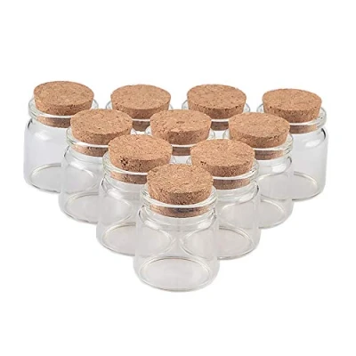 Imagen de Jarvials 50pcs 20ml Lindas Mini Frascos de Vidrio Botellas con Corchos Regalo Botella para Decoración Bodas, Suministros Fiestas, Deseos