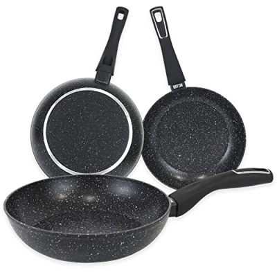 Imagen de Quttin Sarten Antiadherente Aluminio con Revestimiento Resistente. Cacerola de Forjado Tapa Cristal. Aptas para todo tipo Cocinas. Modelo Select Negro Diametro 22 cm