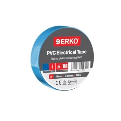 Imagen de ERKO Cinta aislante Azul PVC 19mm x 20m, Reparación de conductos eléctricos, Alta flexibilidad con fuerte adhesión, Resistente a productos químicos, Cloruro Polivinilo