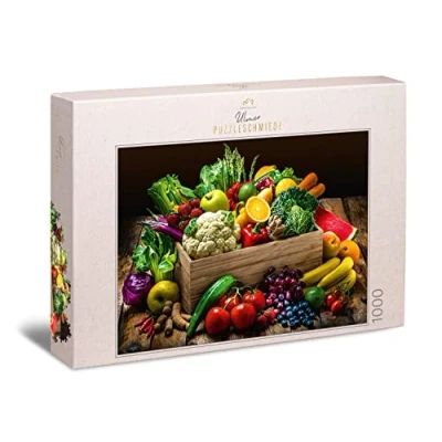 Imagen de Ulmer Puzzleschmiede Puzzle una Rica Cosecha: de 1000 Piezas Motivo Cocina con Variedad Frutas y Verduras Grandes Colores