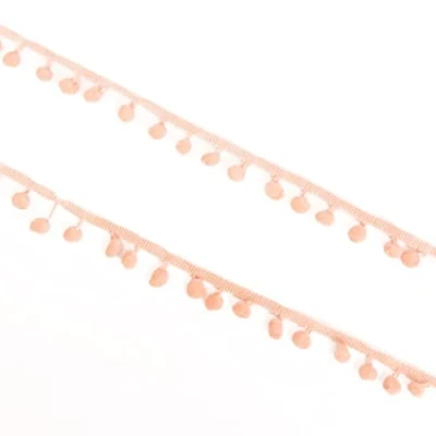 Imagen de Craftelier Cinta con Pompón para Decorar los Proyectos de Manualidades y Scrapbooking Fabricada en Poliéster Ancho 12 mm (0.47&quot;) Longitud 2 m (78.74&quot;) Color Rosa Bebé