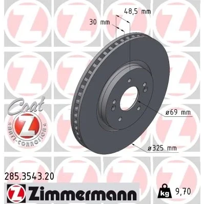 Imagen de ZIMMERMANN 285.3543.20 Disco de freno 325 30 7/5 5 114 ventilación interna revestido