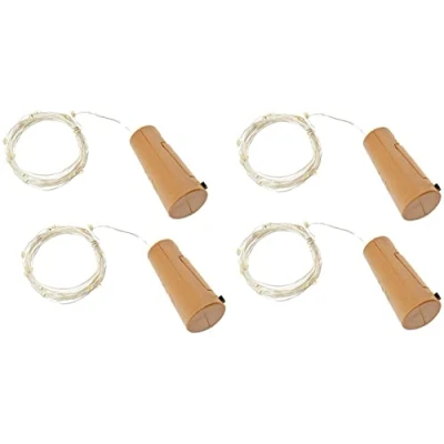 Imagen de Jandei Set de 4 Tapones Decorativos para Botellas con Guirnalda LED 2 metros, Luz Blanca Cálida 3000K