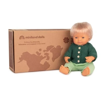 Imagen de Muñeco Bebé Caucásico 38 cm con Conjunto Forest