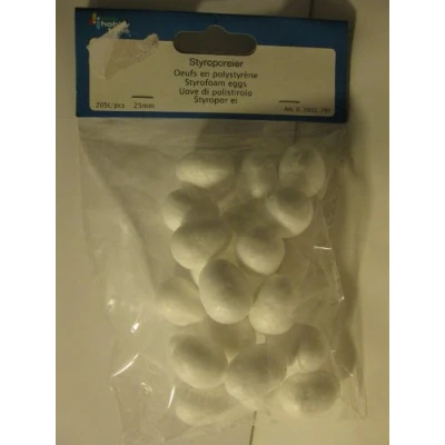 Imagen de GLOREX Huevos de Espuma poliestireno, Blanco, 20 x 25 mm,