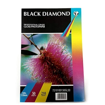 Imagen de Papel fotográfico brillante de diamante negro, 100 x 150 mm, 210 g/m², 50 hojas