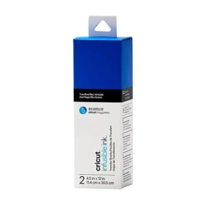 Imagen de Cricut Ink (2 Unidades) Transferencia de Tinta infusible 2 Hojas 11,4 cm x 30,5 Verdadero Ideal para Usar con Prensa Tazas, Papel Vinilo, Azul (True Blue), 11.4cm 30.5cm (4.5&quot; 12&quot;)