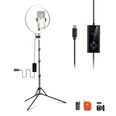 Imagen de NEEWER 12&quot; 24W Aro de Luz LED Potente con Soporte Trípode, Bi Color 2900 7000K, Entrada USB C PD, CRI97+ 1810lux/0,5m Compatible iPhone Estudio Maquillaje Streaming Grabación Selfie, RH12B K2