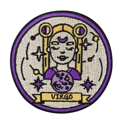 Imagen de Finally Home Parche termoadhesivo con el signo zodiacal Virgo de parches astrología, luna, estrellas, parches,