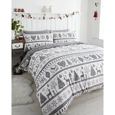 Imagen de Noel Colcha Funda de edredón y Almohada árboles Navidad Juego Ropa Cama, Color Gris, Solo