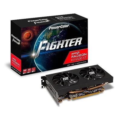 Imagen de Powercolor RX 6500XT 4GB Fighter GDDR6 HDMI DP,AXRX 4GBD6 DH/OC, Negro
