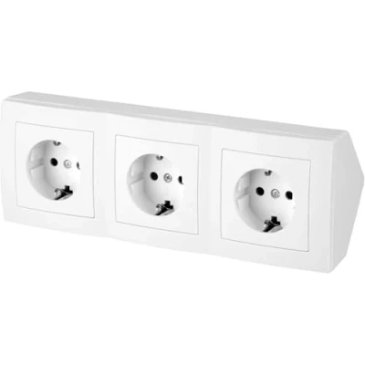Imagen de Regleta de 3 enchufes, Serie T1, color blanco puro