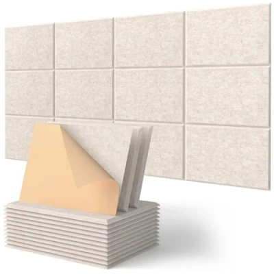 Imagen de Insonorizacion Acustica Pared Autoadhesivo, 12 Piezas Paneles Acústicos Decorativos, Alta Densidad para Tratamiento Acústico (30x40x0.9cm)
