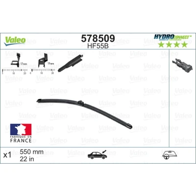 Imagen de Limpiaparabrisas Valeo Hydroconnect 578509 550mm delante Sin marco sujeción por gancho OPEL: Zafira B, CITROËN: C5 3, III Familiar