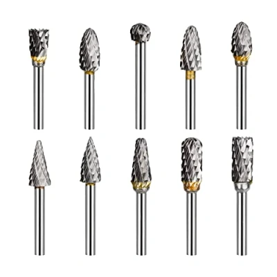 Imagen de 10 Pcs Juego de Fresas Rotativas 3mm para Metal Giratorias Tungsteno Fresa Herramientas Tratamiento Rectificado Grabado Pulido