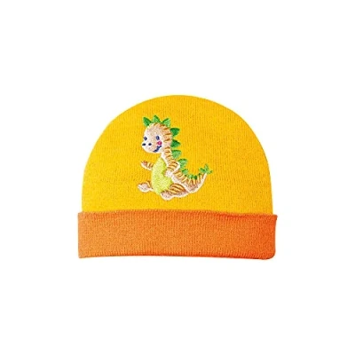 Imagen de Heless Dinosaur 1135 Gorro de Punto para muñecas, diseño Dinosaurio, Talla 28 35 cm, Color Amarillo Naranja, Small (1135)