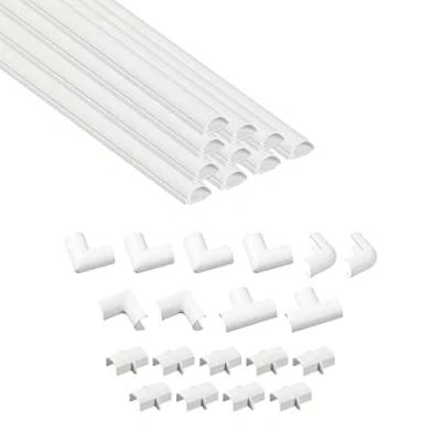 Imagen de D Line Micro+ 2010W 400, Canaletas adhesivas para cables, Solución organizar, proteger y cubrir cables 10x 20mm (anch.) x 10mm (alt.) 40 cm longitudes (4 metro) Blanco