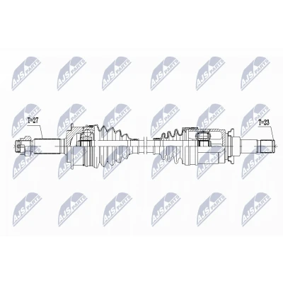 Imagen de NTY NPW PE 107 Árbol de transmisión Eje trasero izquierda 755 Caja cambios manual