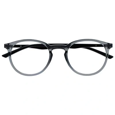 Imagen de OPULIZE Met Gafas de Lectura Montura Redonda Gris Negro Resistente a Arañazos Bisagras Muelle Ordenador Gaming Antirreflejante Hombre Mujer R60 7 +3.00