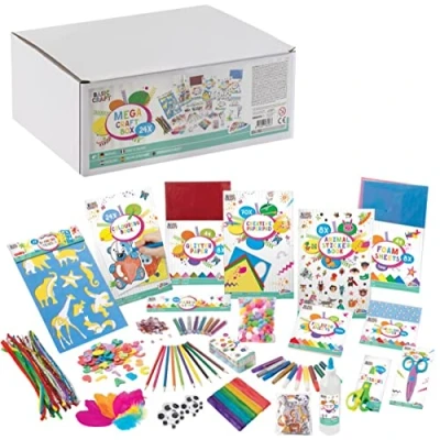Imagen de Grafix Caja Manualidades Niños XXL a Partir de 4 Años 1000 Piezas Materiales para Kit y Niñas Scrapbooking Pegatinas Decoración Lápices Purpurina