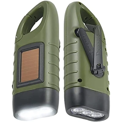 Imagen de Simpeak 2 Pcs Linterna LED Mini Portátil, de Mano Resistente al Agua con Cargador Solar (Verde*2)