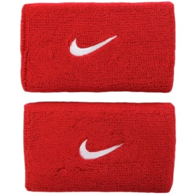 Imagen de NIKE Swoosh Muñequera Doble Ancha, Unisex, Pulsera de Ancho, Color Rojo y Negro, OSFM