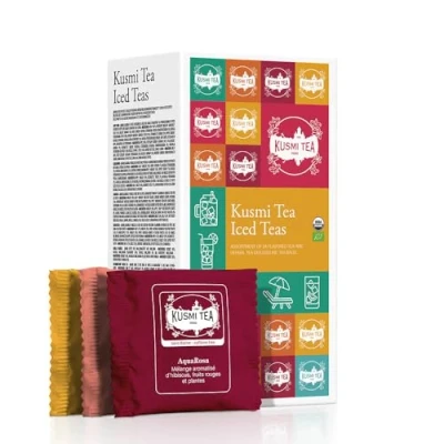 Imagen de Kusmi Tea Caja de Té Helado Juego Cesta 100% Orgánico Idea Regalo Infusiones aromatizadas, Hibisco, Rooibos, Verde Selección 6 Sabores Icónicos, 24 Bolsitas