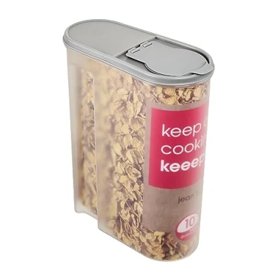 Imagen de keeeper Caja con Tapa de vertido para alimentos secos, abatible, 5 L, Polipropileno, 24 x 11,5 30,5 cm, Gris Nordic
