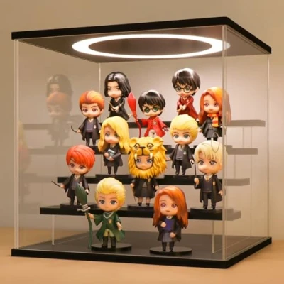 Imagen de Huijintao Vitrinas para Colecciones, expositoras, Urna Metacrilato con luz LED, Vitrina expositora Colecciones Transparente miniaturas, figuritas, 5 Pisos (30x28x30 cm)