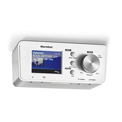 Imagen de Karcher RA 2035D Radio con Dab+ / FM (20 emisoras Cada una) y Bluetooth, Despertador (Alarma Dual), Temporizador de Cuenta atrás luz LED