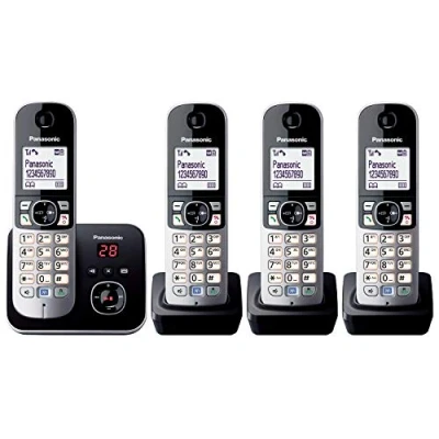 Imagen de Panasonic KX TG6824GB Teléfono (120 entradas, LCD, 103 x 65 Pixeles, Monocromo, 107 77 86 mm, 46 160 30 mm) [Importado de Alemania] [versión importada]