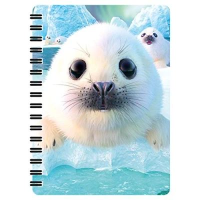 Imagen de 3D LiveLife Libreta focas de Deluxebase. pequeña A6 con espiral, lenticular y hojas lisas recicladas. Ilustraciones licencia del reconocido artista David Penfound