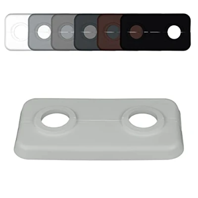 Imagen de 1 Pieza de roseta doble para tuberias calefaccion, gris, negro, marron, tamaños 15mm a 21,3mm, embellecedor, cubre tubos radiador, tapa, polipropileno gris (18mm, RAL 7035)