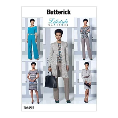 Imagen de Butterick Patterns MCCALL &#039;s 6495 ZZ de Costura para Top/Vestido/Mono/Chaqueta y Pantalones patrón Costura, Multicolor, tamaños Grande 2 x Large