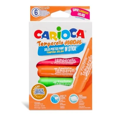 Imagen de CARIOCA TEMPERELLO NEON 42675 Témperas Solidas en barra 6 Colores , color/modelo surtido