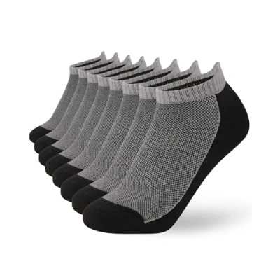 Imagen de FM London Pack de 8 Calcetines Tobilleros Hombre Bambú Extrasuaves, Transpirables y Antiolor, Negro, 39 42
