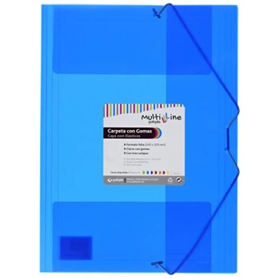 Imagen de Grafoplás 4801830. Pack de 6 Carpetas con Gomas, Azul, Tamaño Folio, Polipropileno, Serie Multiline