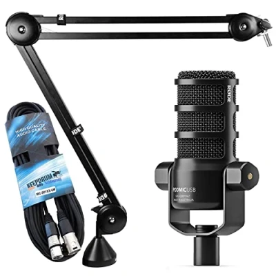 Imagen de Rode Podmic Micrófono XLR USB + trípode de brazo articulado PSA 1 cable keepdrum